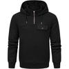 Men's Solid Color Plaid Hooded Sweatshirt Men's Casual Pocket Half Zipper Hooded Sweatshirt
