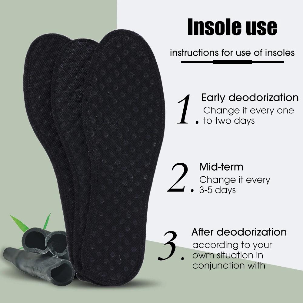 2-6Pcs Bamboo Insole Deodorant Insoles Mesh Breathable Absorb-Sweat Shoe Pads Sport Insert Light Weight Cushion for Men Women