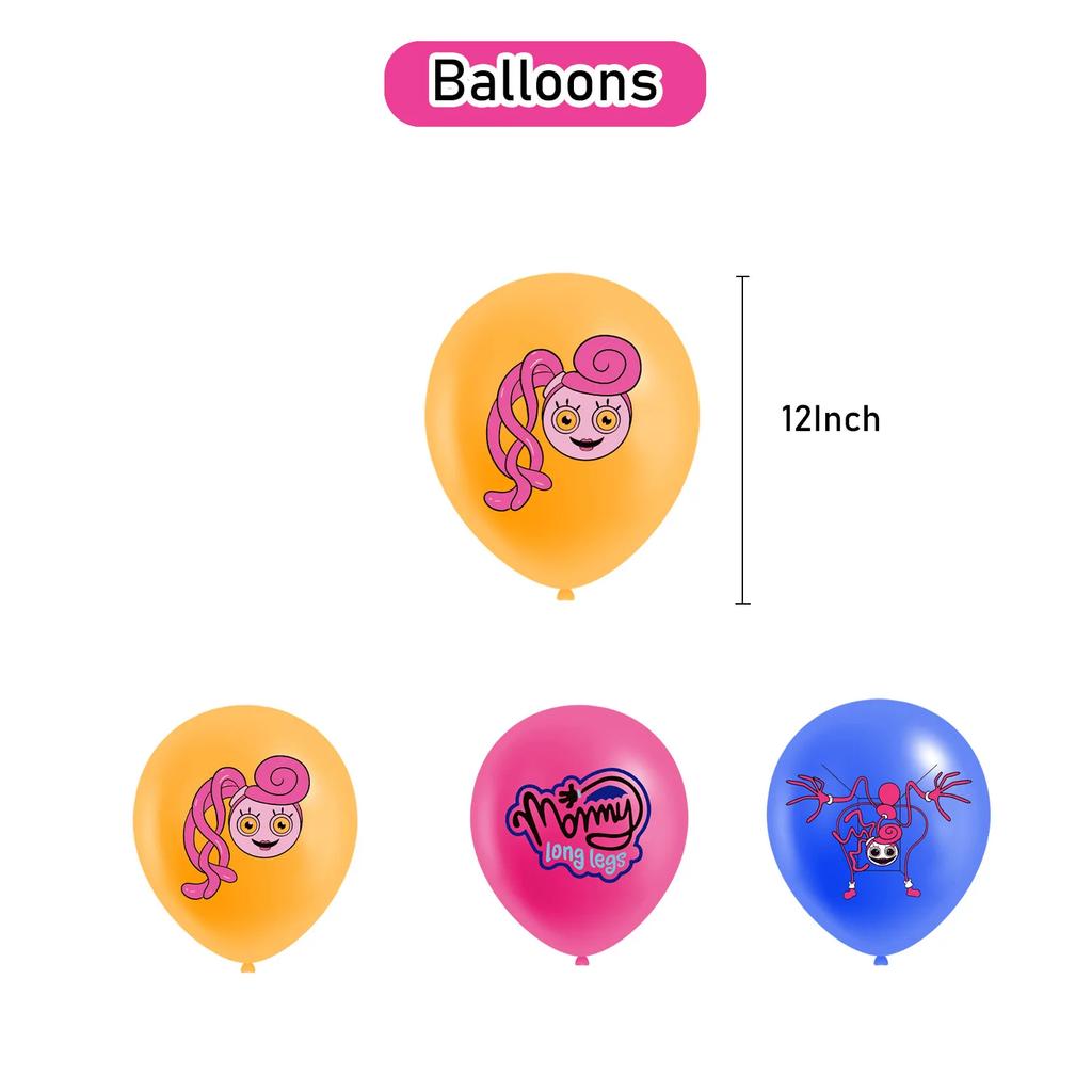 Cartoon  Mommy Long Legs Theme DIY Balloons Party Supplies Birthday Banner Latex Balloon Decoration Cake Supplies Kid Girl gift