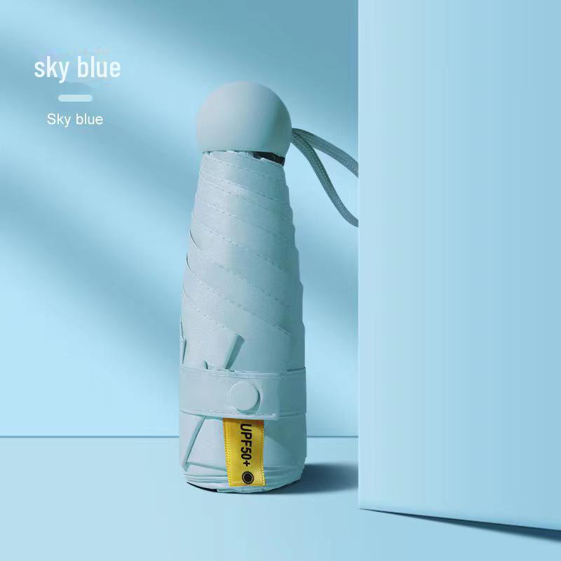 50 % rabatt på svart kapselparaply i lommeformat - Seks-skjerms sammenleggbar for sol og regn