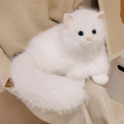 Realistic Cat Plush Toy Lifelike Stuffed Animal Cat Doll Soft Fluffy Cat Throw Pillow Gift for Adults Kids Youth