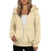 Women's Full Zip Up Hoodie Sweatshirt with Drawstring Hood and Split Pockets Casual Loose Fit Outerwear for Everyday Wear