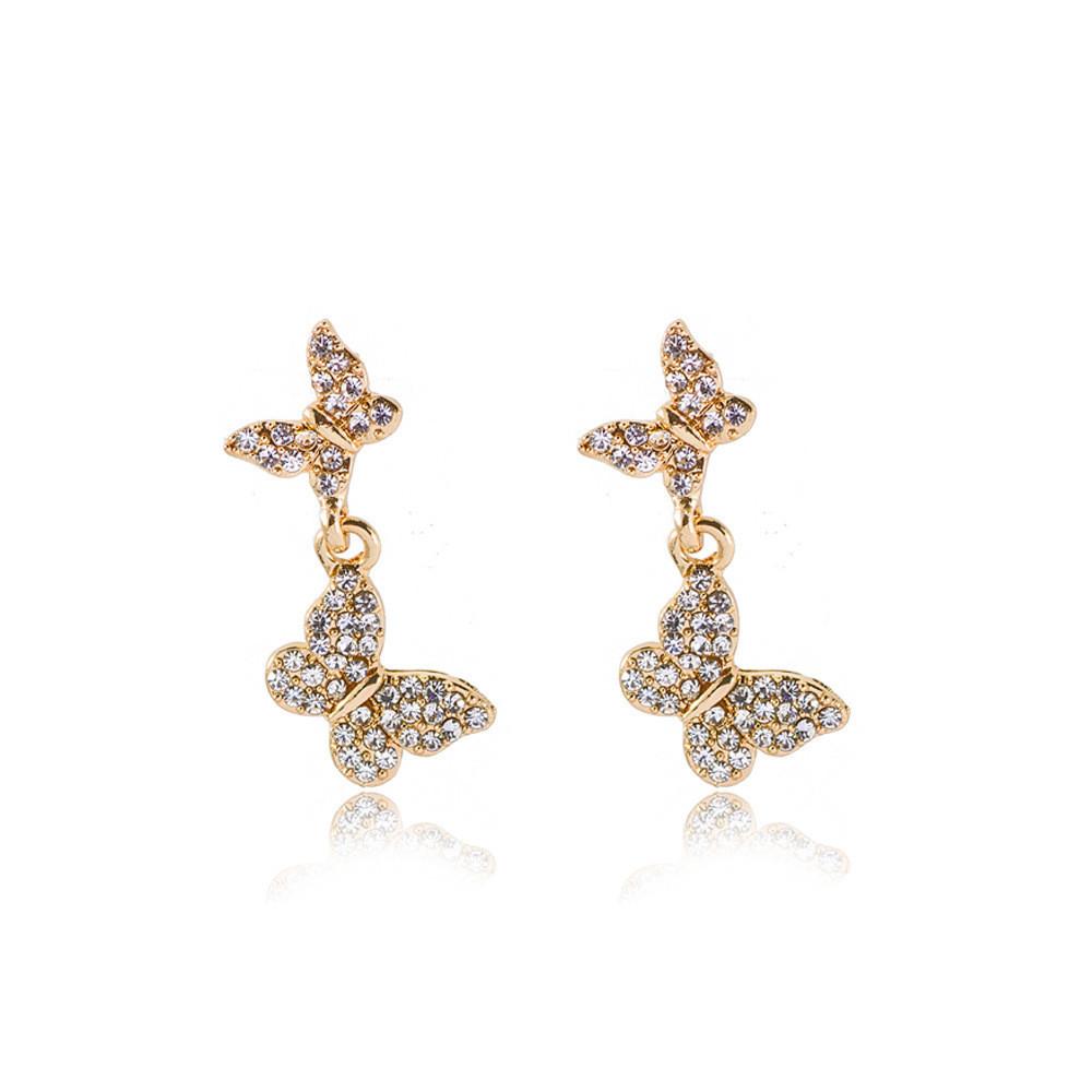 Stylish Women's Alloy Butterfly Earrings Trendy Geometric Design In Gold And Silver