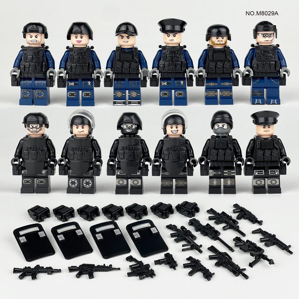 MOC Military Series Anti-terrorism Black Special Police Character Building Block Toys