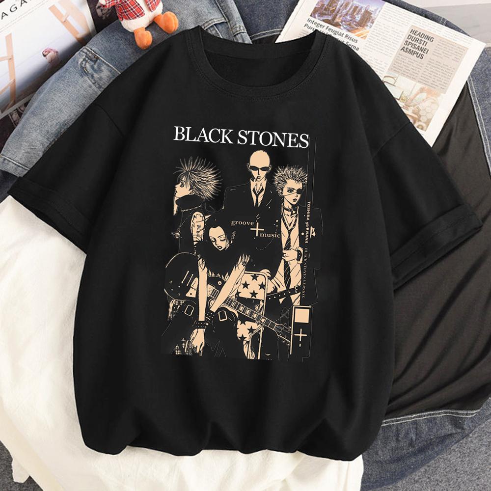 

NANA Japanese Anime T-shirt Cartoon Print Unisex Tops Black Stones Streetwear Sweatshirt Men Women Tees Female - Men s Summer... S разноцветный