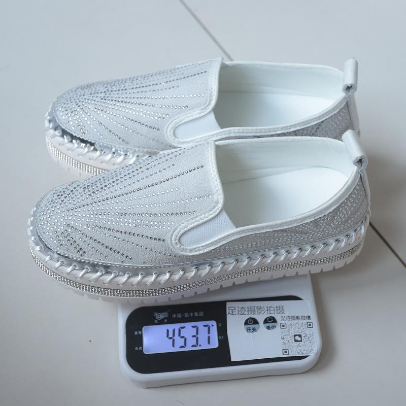 

Женские туфли-маффины большого размера с неглубоким вырезом, новые весенне-осенние, на плоской подошве, повседневные, дышащие, слипоны 40 серебряный