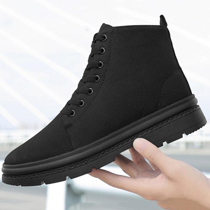 Herbst Winter Baumwollgepolstert Warm Unsichtbar Innen Höhenerhöhend Herren Baumwollschuhe High-Top Canvas-Schuhe Höhenerhöhender Schuh