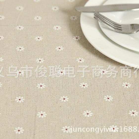 Zakka Printed Polyester Cotton Imitation Hemp Small Daisy Lace Tablecloth Coffee Table Tablecloth Cover Towel