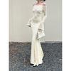 Ilya One-word Shoulder Lace Dress Women, French Long-sleeved Slim-fit High-end Temperament Dress Women