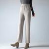 2025 Women's Korean Style Cashmere Micro-Flare Pants: Autumn/Winter, Plus Velvet, Warm, Thickened, Straight Leg, Flare