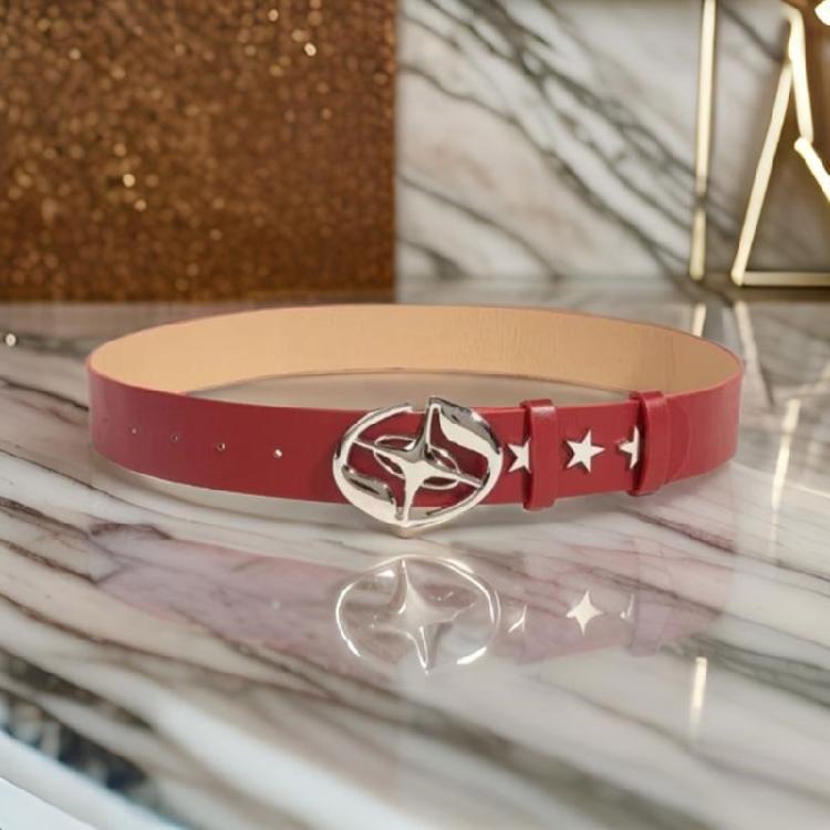 Vintage PU Belt for Women Star Buckle Belt 2000s Waistband Aesthetic Waist Belt for Teens Girl Jeans Shorts Dress Belt