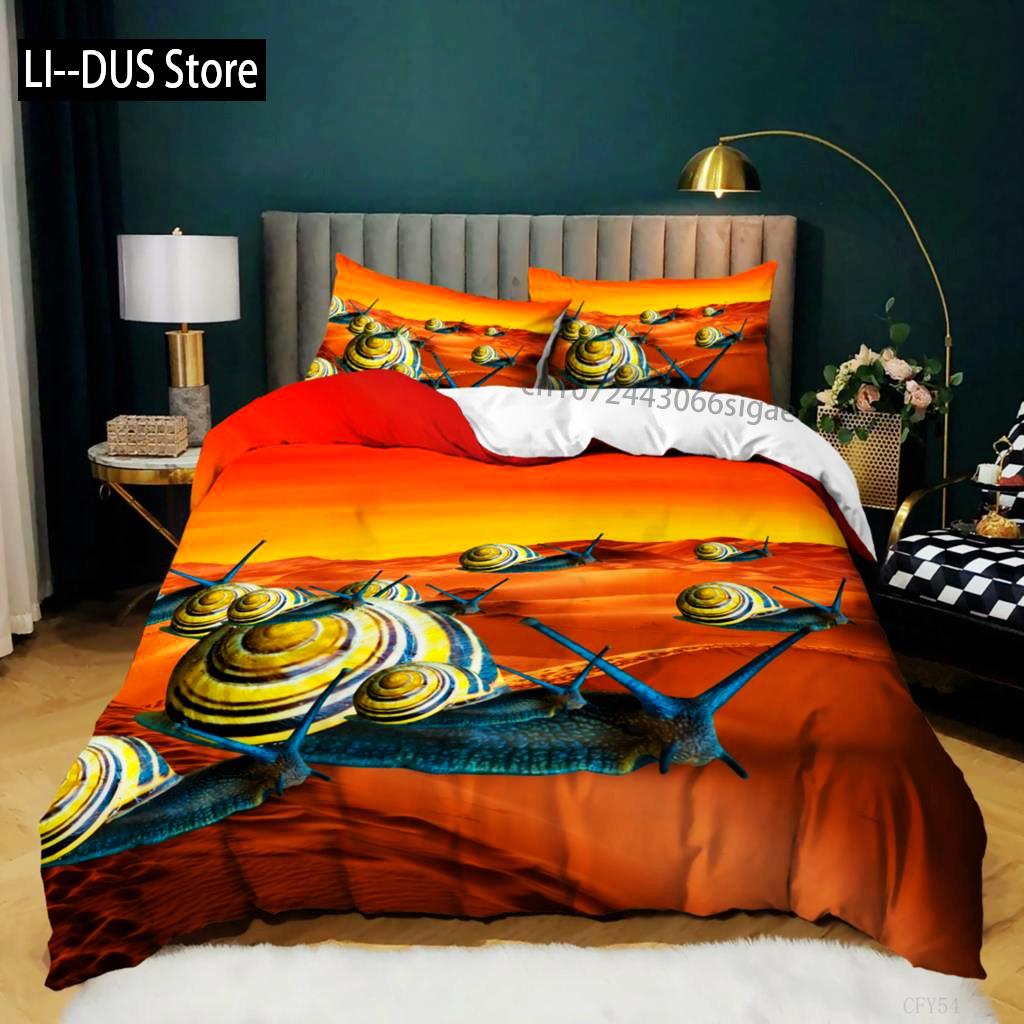 

Comforter Snail King Size Reptile Colorful Snail Comforter Twin For Teens Adults Microfiber Animal Theme Bedding Set Comforter (quilt)-EU Single(135*200cm)3pcs