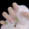 Unghii artificiale Unghii false de lungime medie Vară Visător Gradient în două culori Nail Art Wear Nail Tridimensional Pearl Floare cu cinci petale