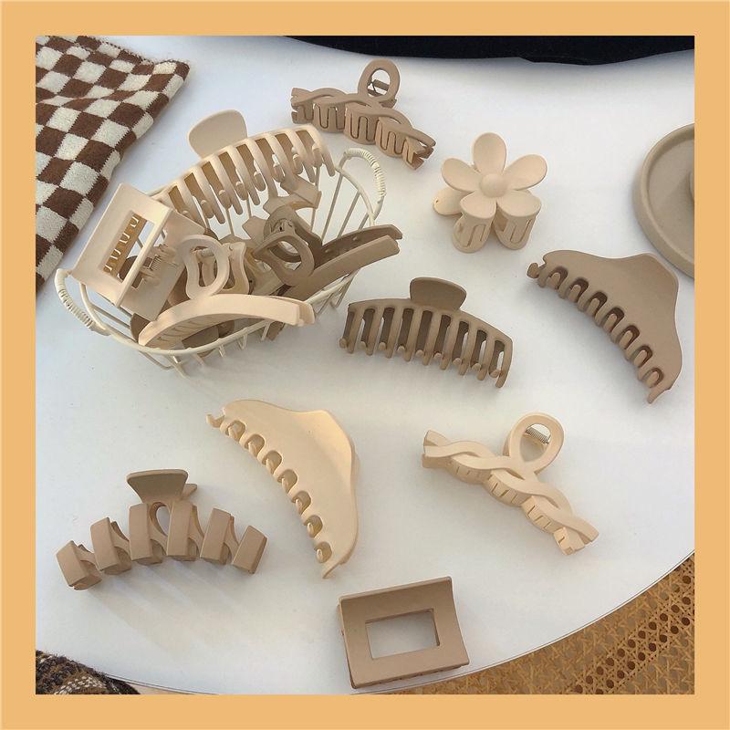 Versatile Spring Cross Hollow Hair Claw - Milk Tea Coffee Collection