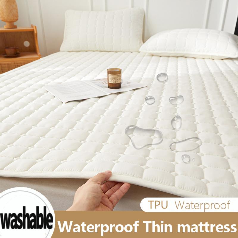 Waterproof Thin Mattress, Quilted and Sandwiched Cotton Mattress, Home Bedroom and Dormitory Soft Cushion, Protected Pad, Anti Slip Mattress