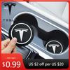 Car Sticker 2025 Hot Car Anti Slip Coaster Water Cup Slot Non-Slip Cushion For Tesla Model 3 Model X S 2016-2023 Model Y Decals