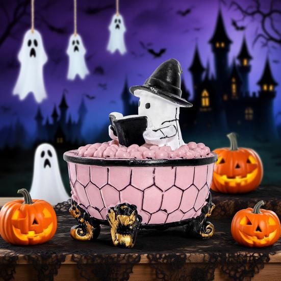 Ghost Bubble Bath Light Halloween Ghost Reading Book Night Light Handmade LED Table Lamp for Bedroom Study Room Bathroom Decor