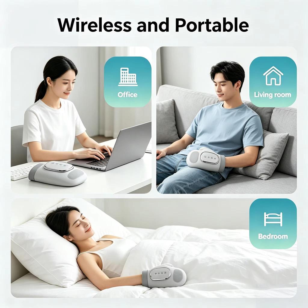 Cordless Electric Hand Massager Air Compression Heating Portable Wrist Palm Relaxation Machine Type-C