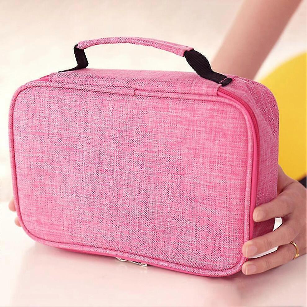 (Black) Portable Storage Porous Stationery Box Large Capacity Pencil Case For Student/office