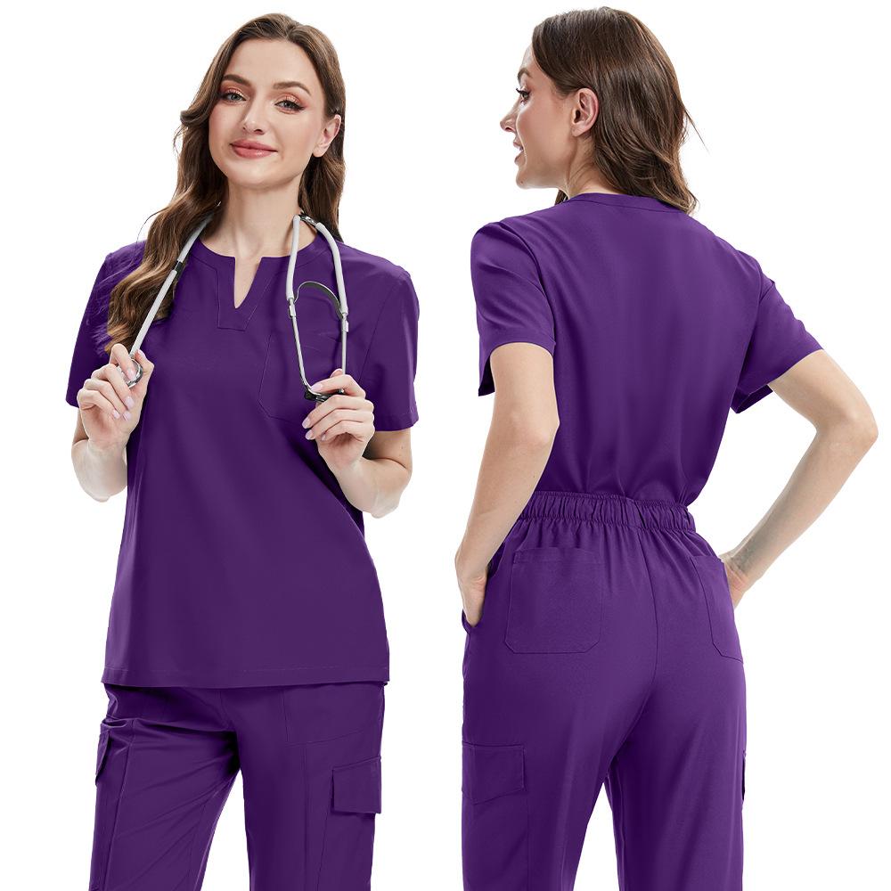 Export Doctor And Nurse Surgical Overalls, Hand Washing Clothes, Thin V-Neck Solid Color Quick-Drying Men'S And Women'S Nurse Uniforms