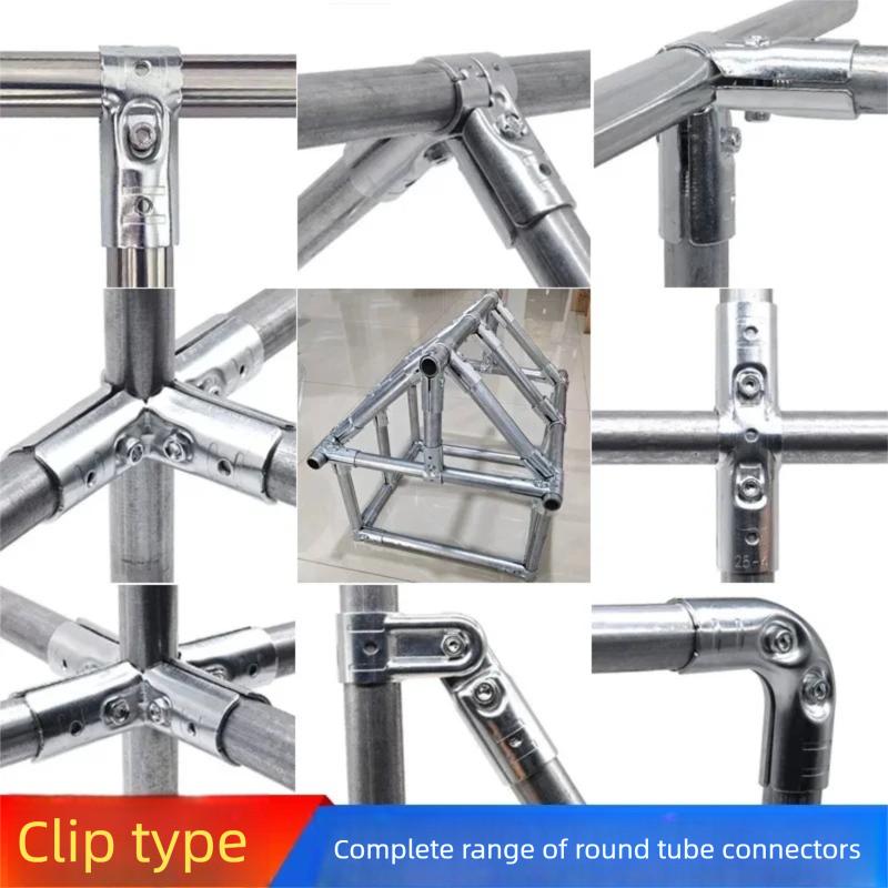 Stainless Steel Pipe Connector 20/25/32mm Iron Pipe Round Cross Buckle for Clothing Cabinet Connector Pipe Joiner