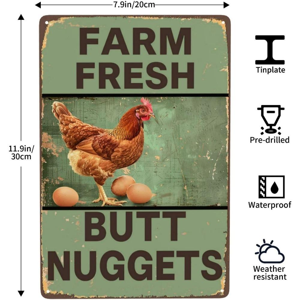 Funny Chicken Metal Sign Vintage Kitchen Decor Farmhouse Coop Accessories Gift