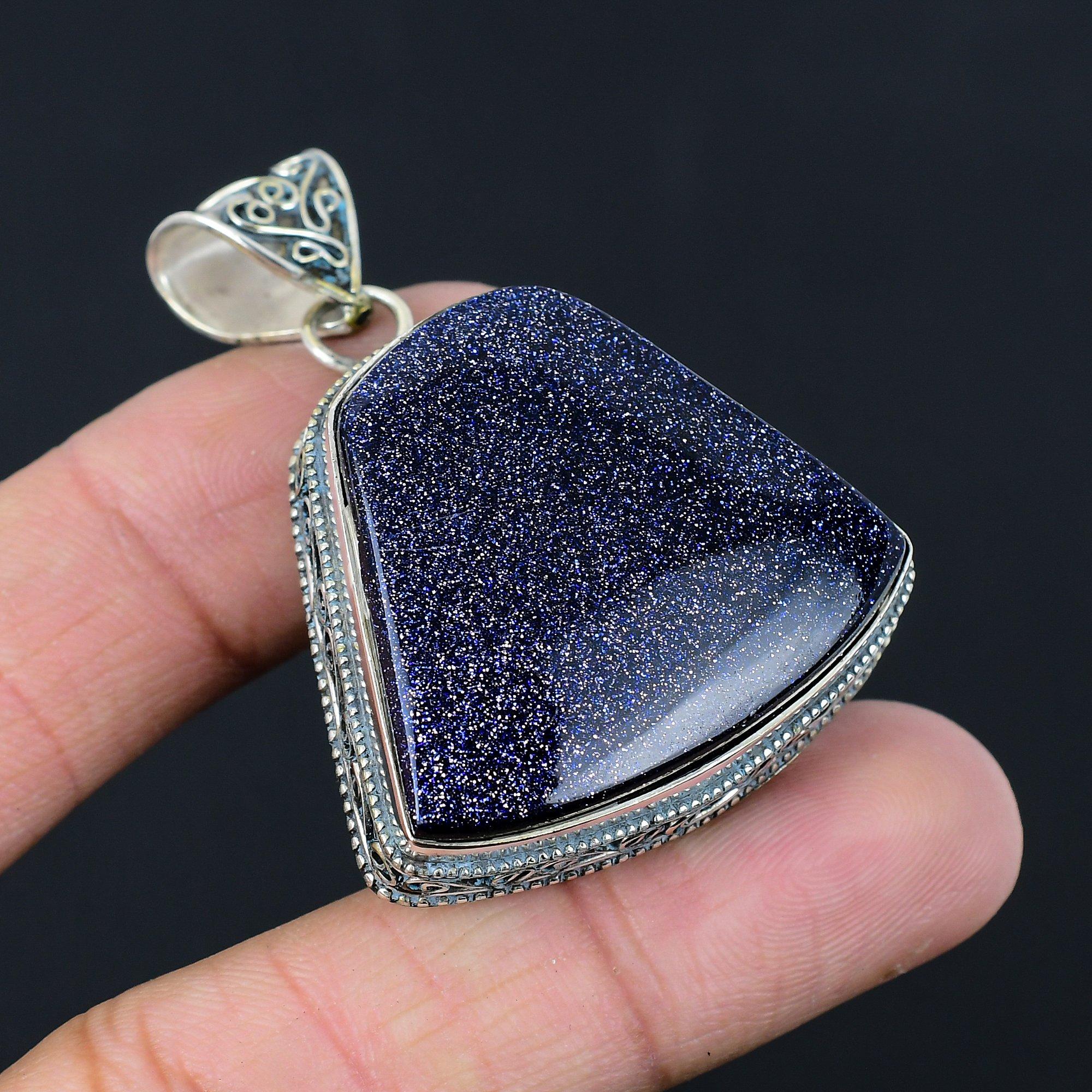 Womens day Sale Trillion Natural Blue Sunstone 925 Sterling Silver New Pendant