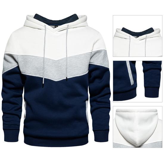 קפוצ'ון פולאובר עם כיסי טלאים סתיו חורף שרוול ארוך עם קפוצ'ון קטיפתי גברים סווטשירט הלבשה עליונה