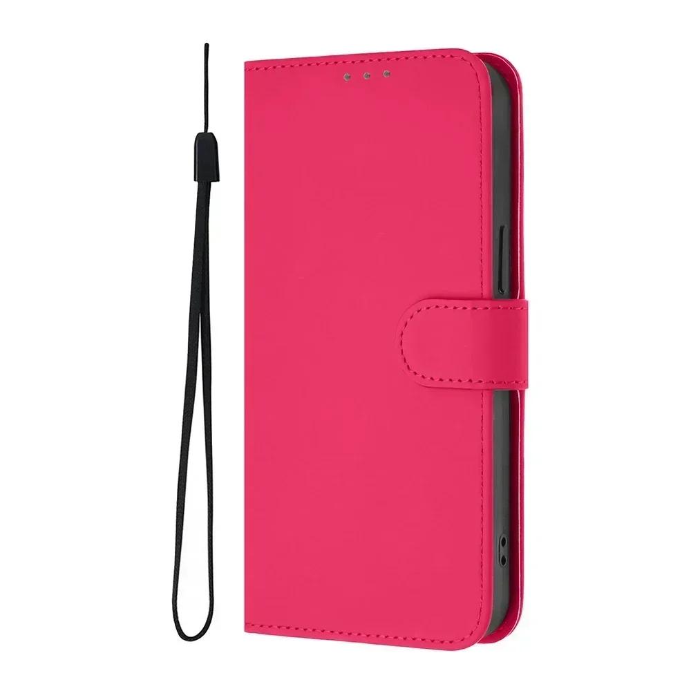 Solid Color Wallet Case for OPPO Find X7 Ultra X6 Pro X5 Lite A17 A18 A36 A38 A58 A78 A79 A96 A98 Card Holder Strap Phone Cover