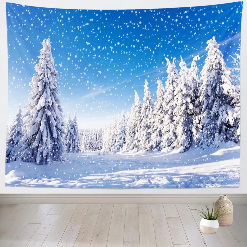 Merry Christmas Tapestry Winter Fireplace Tapestry Christmas Tree Gifts Wall Hanging Home Living Room Bedroom Dorm Tapestries