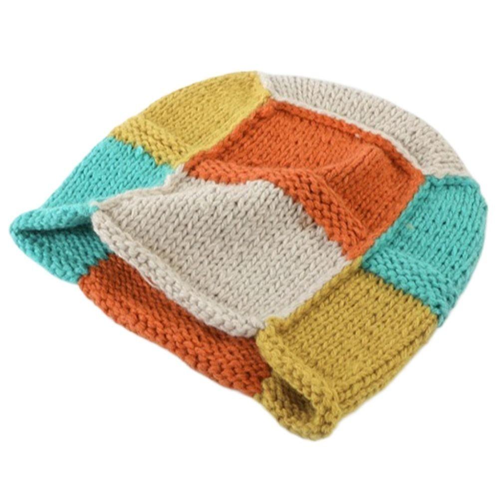 Gradient Plush Hat Handmade Knitted Hat Colorful Woolen Hat  Autumn