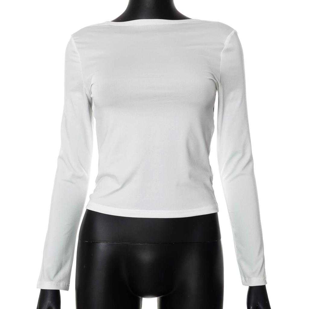 GMXIA Women's Autumn Solid Color Reversible Two-wear Small Top Woman