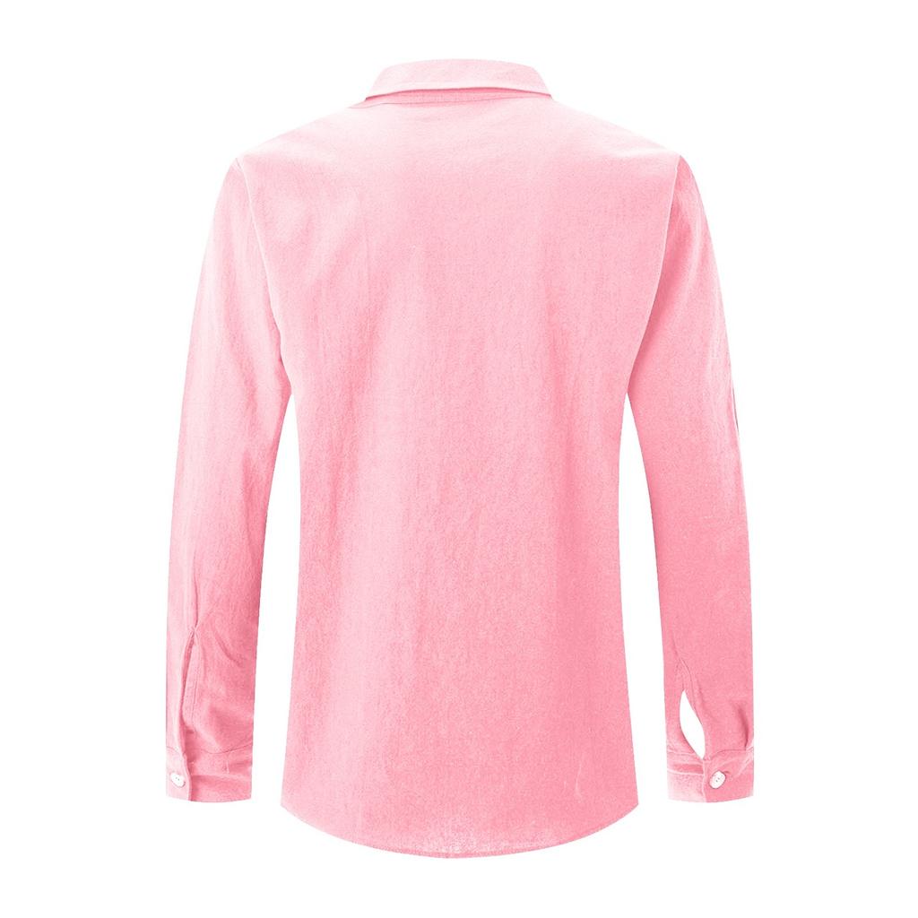 Men's Autumn Solid Color Long Sleeve Shirt Men's Casual Loose Button Long Sleeve Shirt