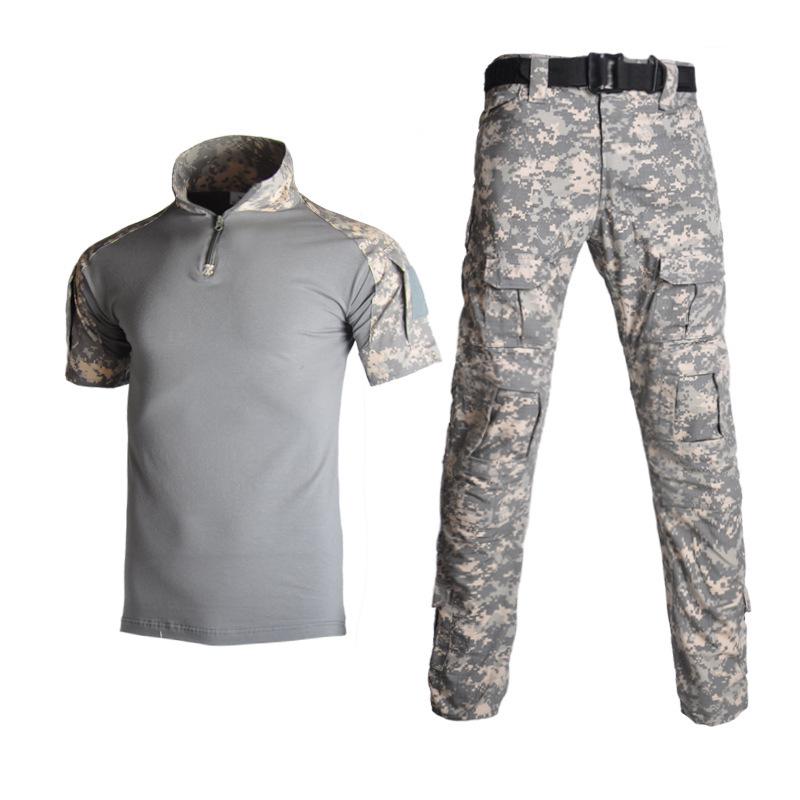 Hanye Men's Summer Camouflage Short Sleeve Frog Suit Training Set - Breathable T-shirt & Short Top