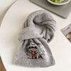 New autumn and winter embroidery bear men and women versatile solid color students cute winter warm knitted scarf