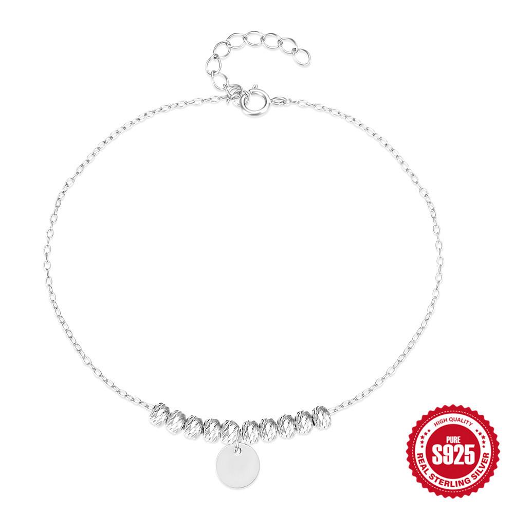 

Комплект украшений для женщин с круглыми бусинами Wind S925, классический простой регулируемый браслет в стиле ретро 925 Silver белого золота