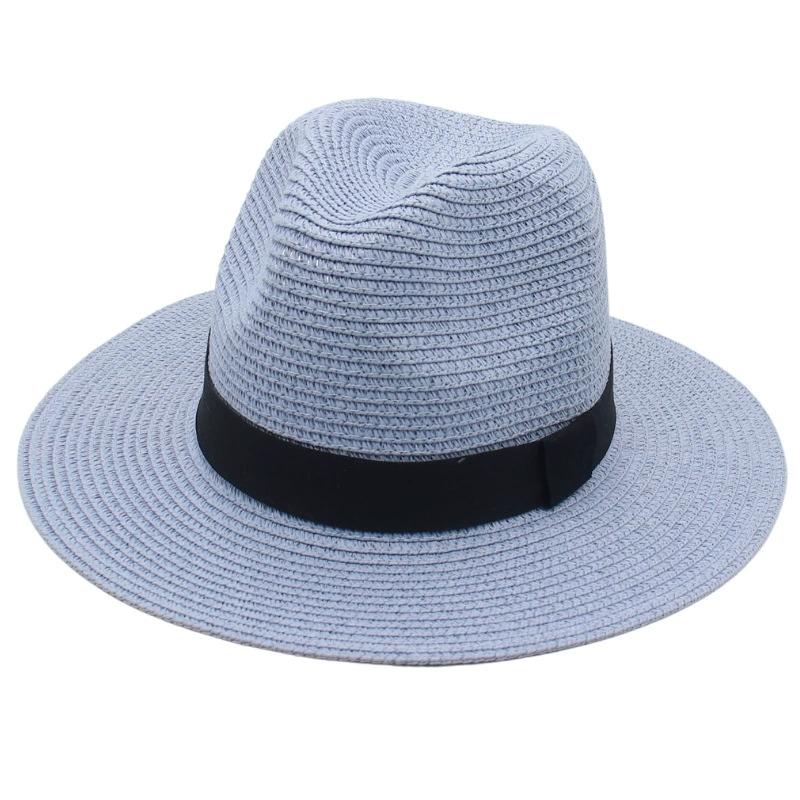 Spring and Summer Selling Straw Hat Square Black Ribbon Hat for Men and Women Jazz Hat Panamahat