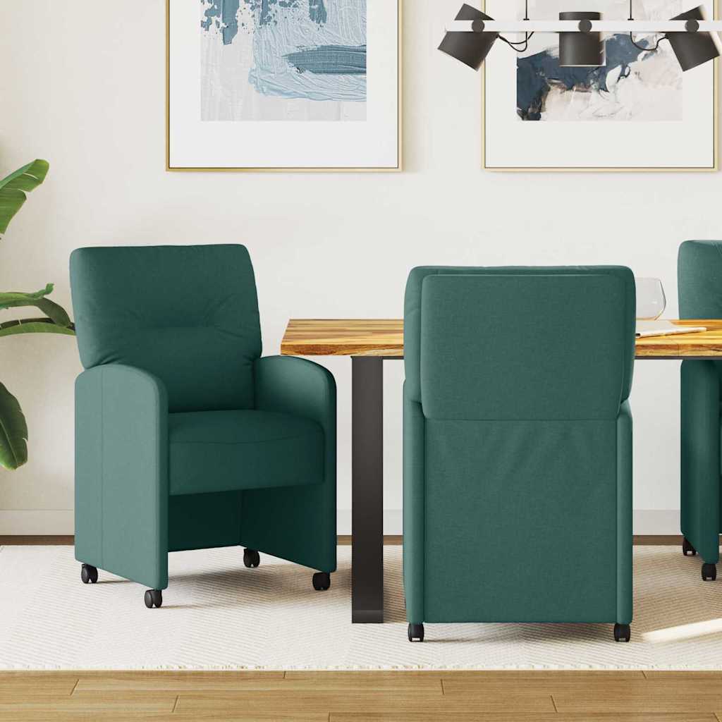 Dining Chairs with Casters 2 pcs Dark Green 57 x 67 x 95 cm