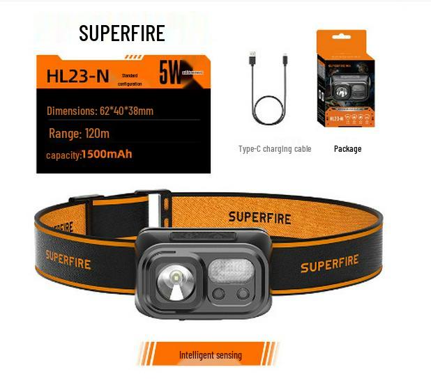 Shenhuo Rechargeable Headlamp with Strong Light and Induction for Outdoor Wilderness and Night Fishing