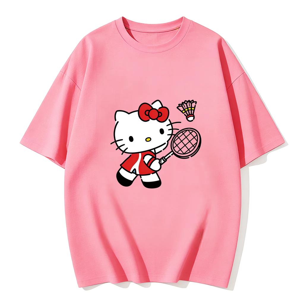2026 nové Letní HelloKitty Roztomilé Grafické Tričko Ležérní Bavlněné Tričko s Krátkým Rukávem pro Ženy Dívky Kawaii Kreslený Potisk Streetwear