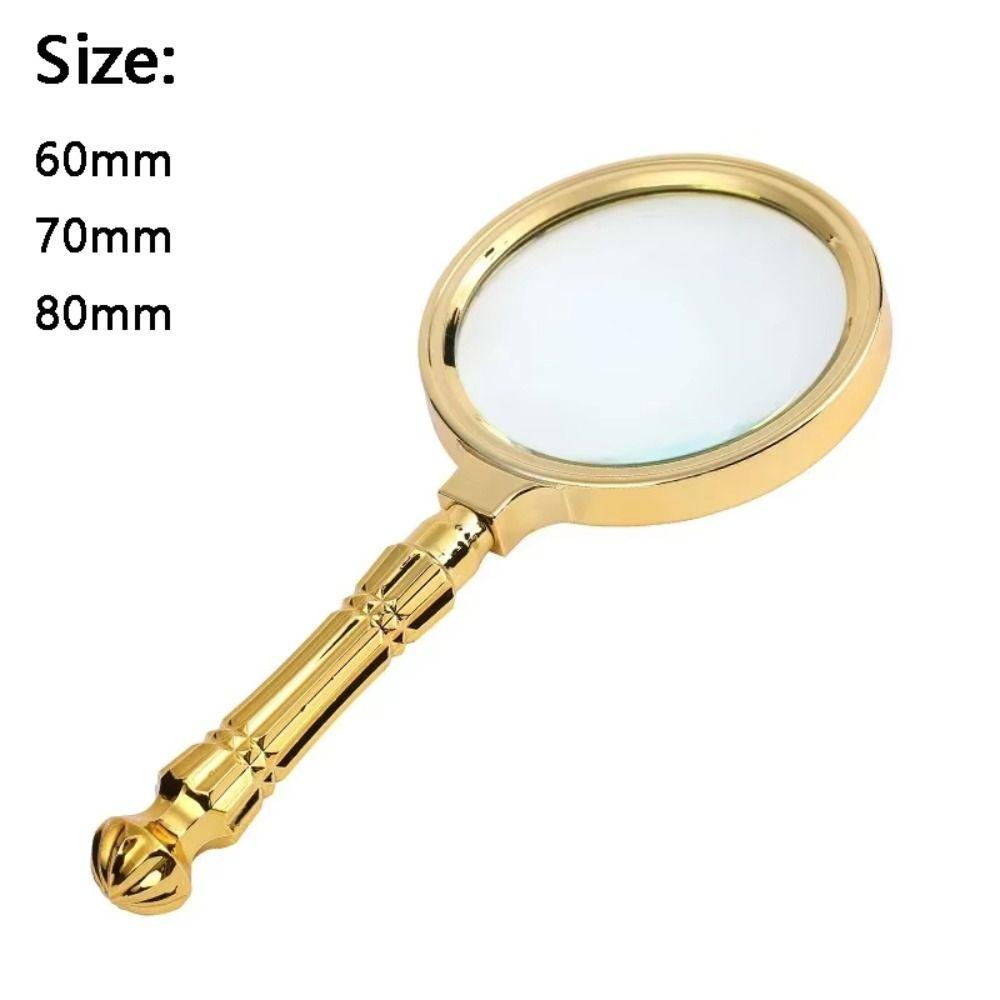 Plastic Loupe Magnifier Gold Delicate Pattern Handle Retro Pocket Tool  Newspaper Reading