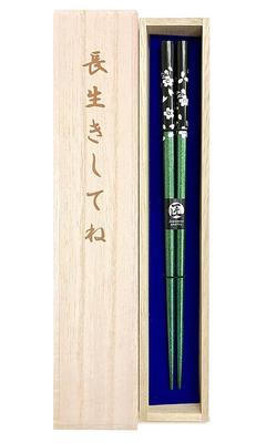 Silver Cherry Unisex Comes with Domestic Paulownia Box and Starting Chopsticks Chopsticks, Blossom, Green, Size, Wrapping, Father, Father, Mother,