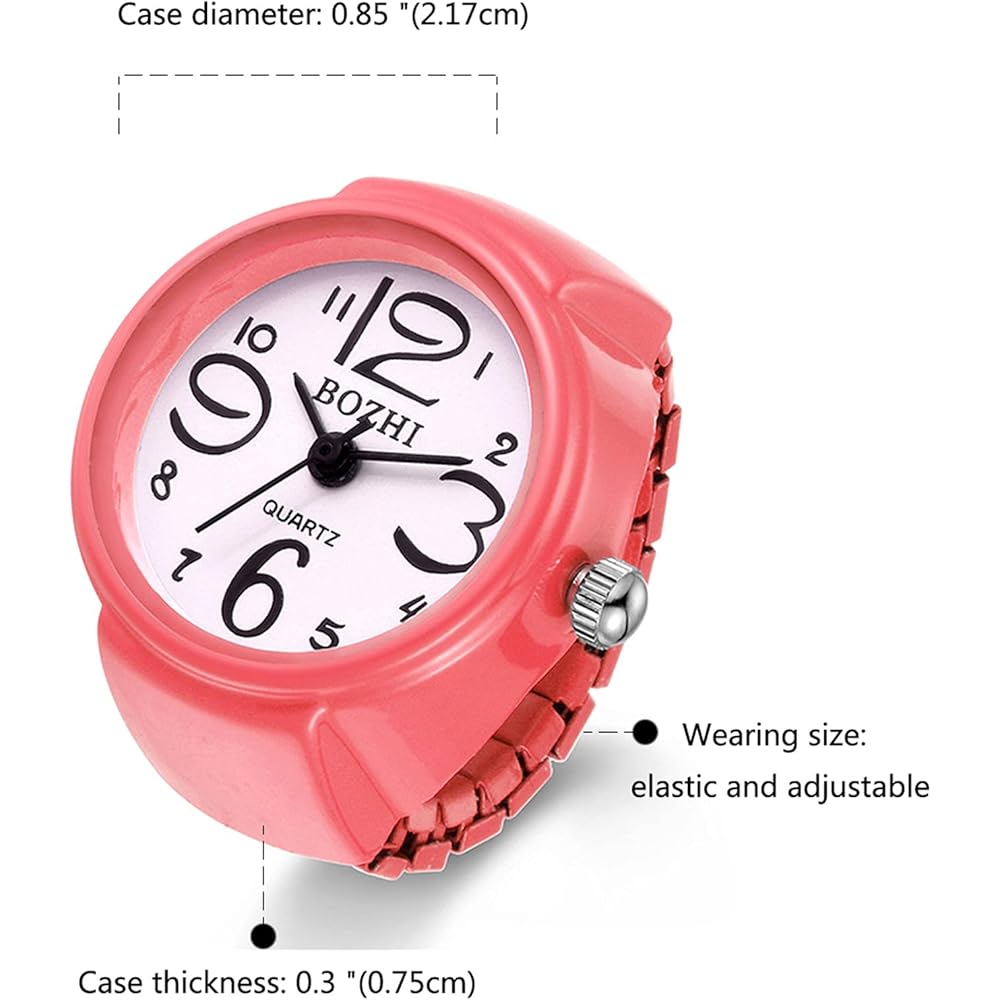 Lancardo Ring Watch Analog Round Design Free Size Cover Accessory for Men and Women Pink