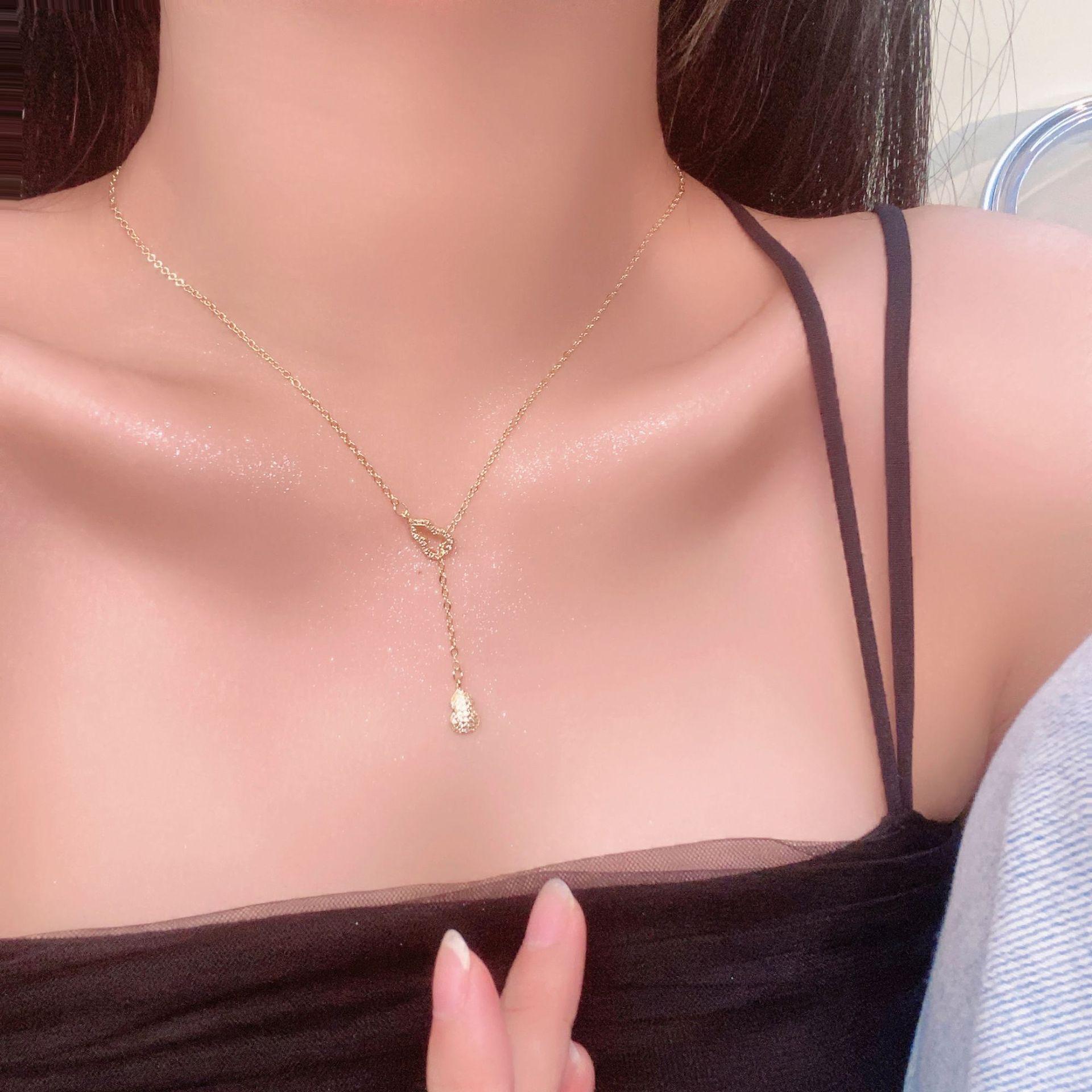 Роскошное ожерелье-тыква: Персонализированная высококачественная ключичная цепочка для женщин