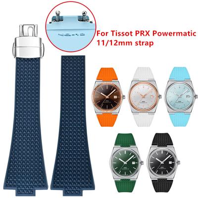 For Tissot PRX T137 FKM Watch 11mm 12mm Men Women's Watchband Fluororubber Bracelet Quick Release Folding Clasp Strap Wristband