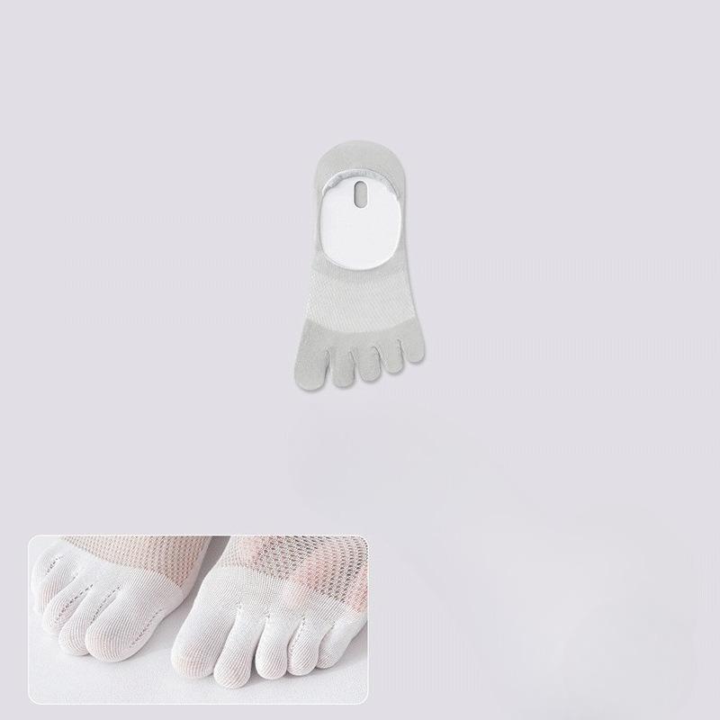 

Мужские летние тонкие прохладные антибактериальные дышащие носки-лодочки с пятью пальцами, невидимые, впитывающие пот, против запаха ног 1 pair светло-серый