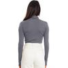 Yousheng Women Bottoming Tops Slim Fit Stacked Collar Long Sleeve Solid Color Pullover Shirt Elastic Jumper Daily Wear