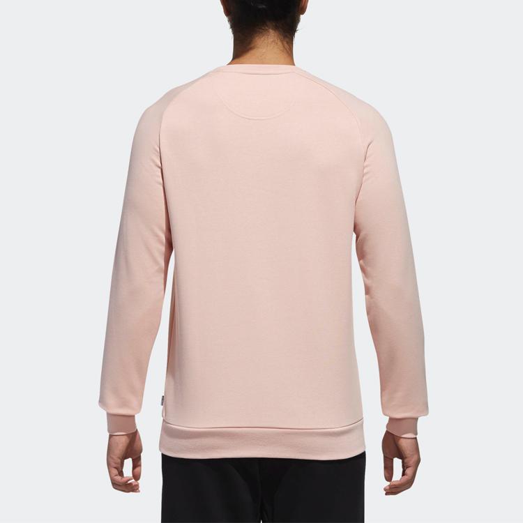 Adidas Neo Logo Print Crew Neck Pullover Sweatshirt Men Tops Pink DT8306