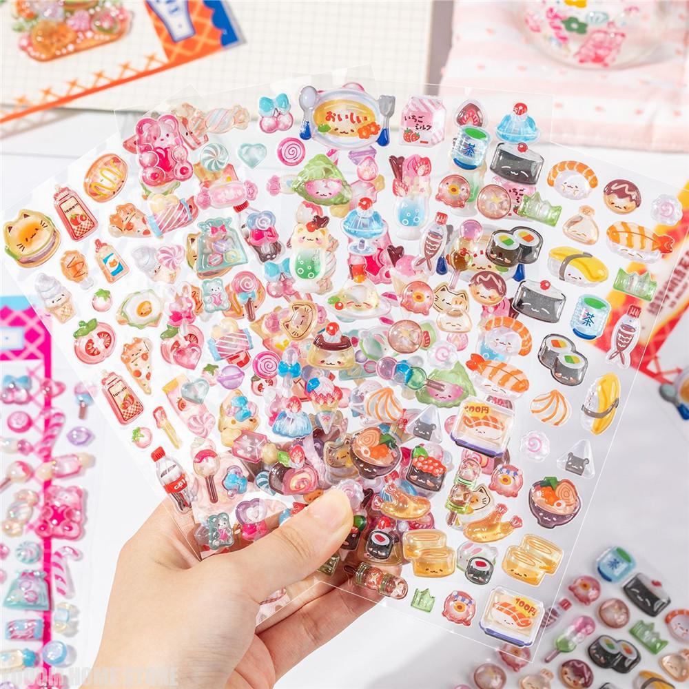 1/4pcs Cute 3D Sushi Candy Relief Stickers for Handmade Diy Scrapbooking Journaling Supplies