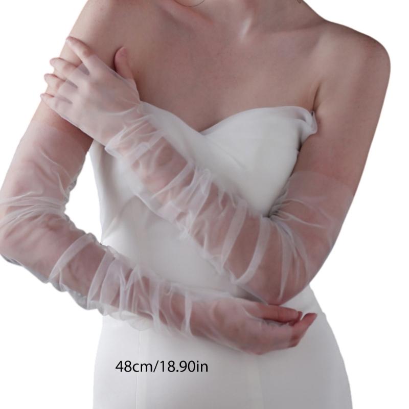Sheer Wedding Gloves Simple Seethrough Arm Sleeves For Brides And Formal Event Elbow Fingerless Gloves for Special Event